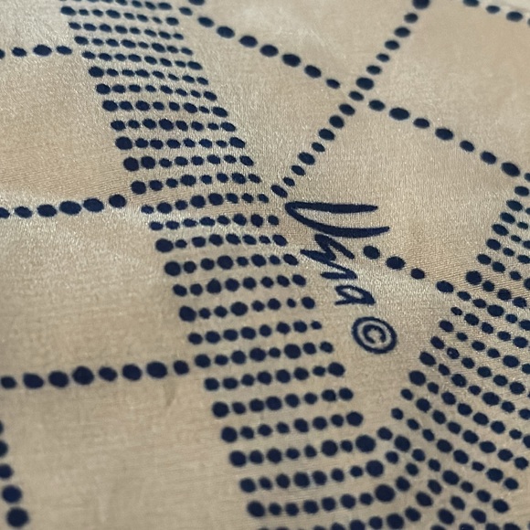 Vintage Vera Neumann Scarf-Long Style-Tan/Navy-Polyester - Picture 3 of 16